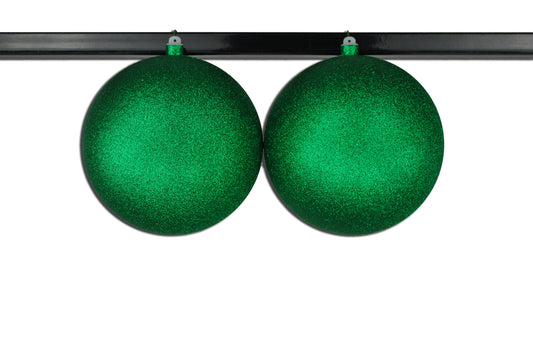 2 Pack 200mm 8" Green Glitter Ball Ornament with Wire