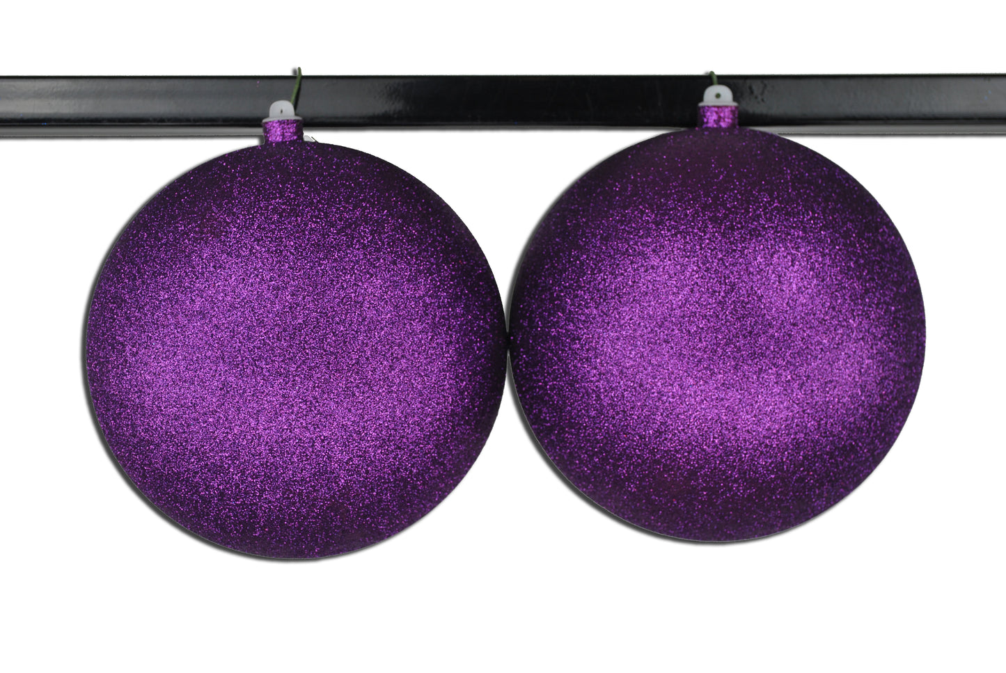 2 Pack 200mm 8" Purple Glitter Ball Ornament with Wire