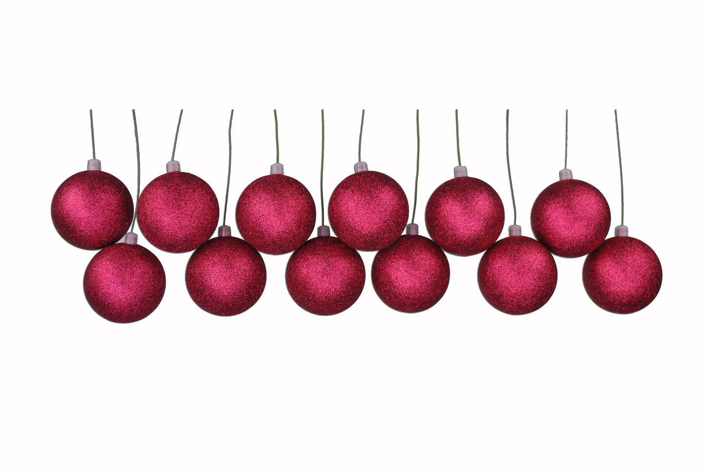 12 Pack 70mm 2.75" Burgundy Glitter Ball Ornament with Wire