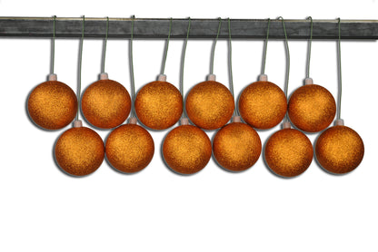 12 Pack 70mm 2.75" Orange Glitter Ball Ornament with Wire