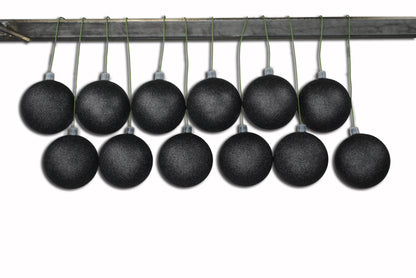 12 Pack 80mm 3" Black Glitter Ball Ornament with Wire