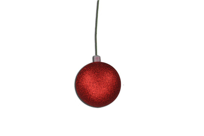 12 Pack 80mm 3" Red Glitter Ball Ornament with Wire