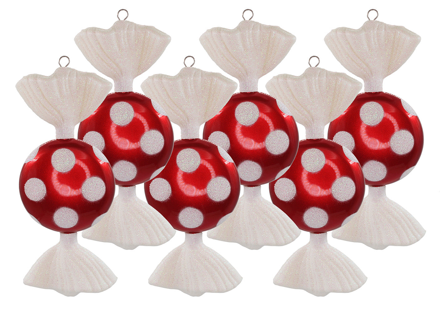 6 Pack 7" Candy Ornament Red with White Stripes