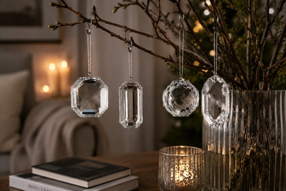 4 Pack of Clear Assorted Jewel Ornaments