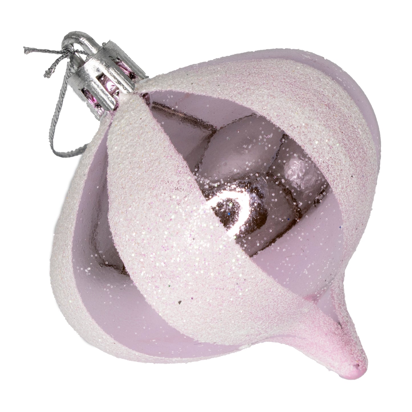 36 Pack Light Pink Onion Ornament with Glitter Stripes