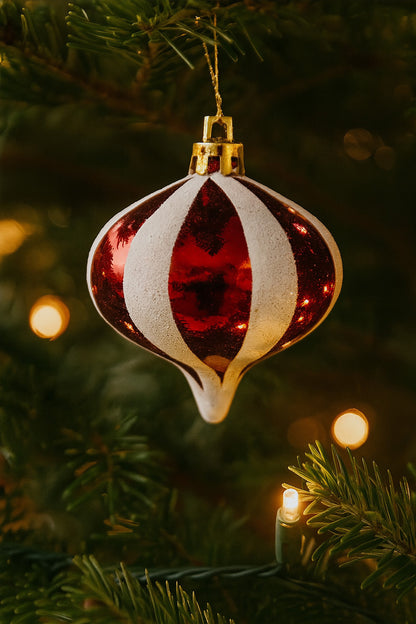 36 Pack Red Onion Ornament with Glitter Stripes