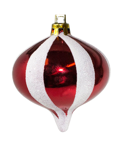36 Pack Red Onion Ornament with Glitter Stripes