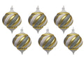 6 Pack of Gold, Silver, and White Onion Ornaments with Glitter Enhancements