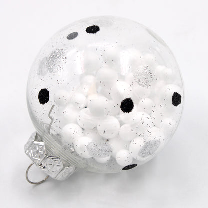 50 Pack Black, White, Silver and Clear Assorted Ball Ornaments