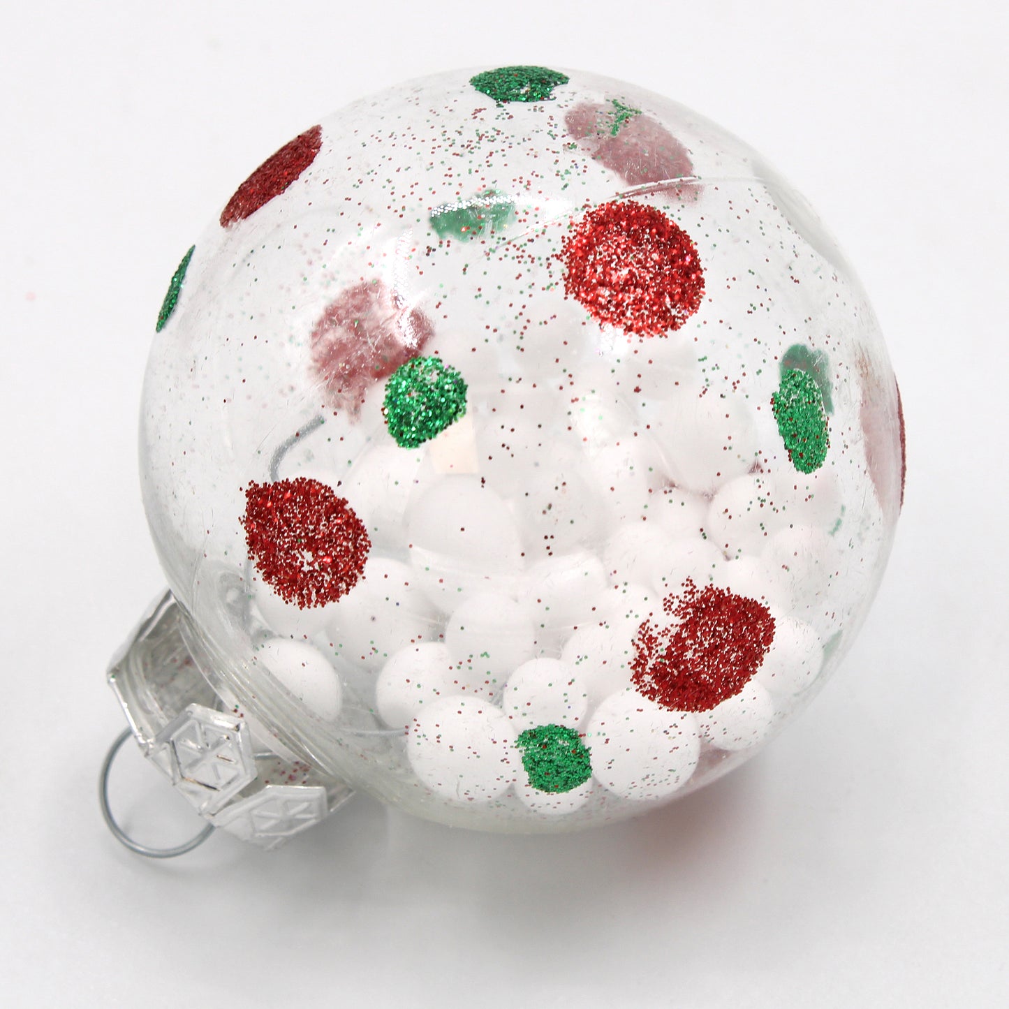 50 Pack Red, Green, White and Clear Assorted Ball Ornaments