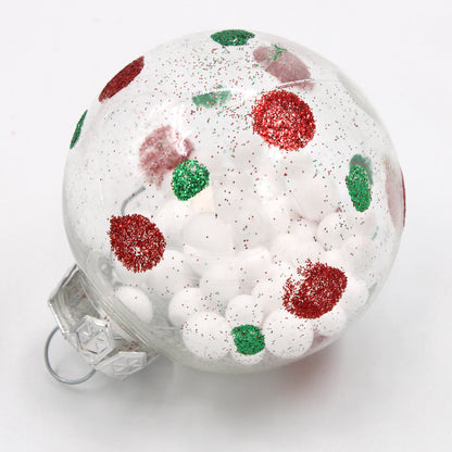 50 Pack Red, Green, White and Clear Assorted Ball Ornaments