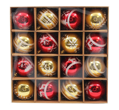 16 Pack Red and Gold Assorted Ball Ornaments