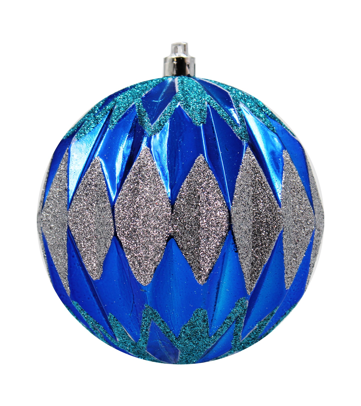 12 Pack Dark Blue, Aqua, Silver Assorted Ball Ornaments