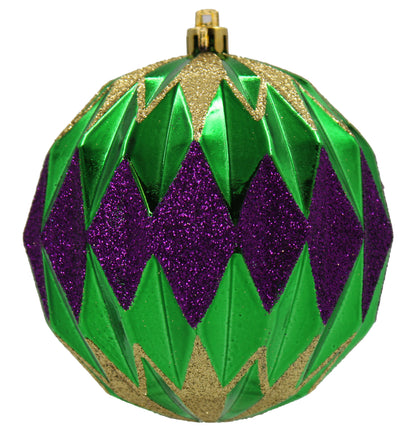 12 Pack Green, Gold and Purple Assorted Ball Ornaments