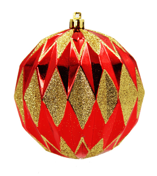 12 Pack Red and Gold Assorted Ball Ornaments