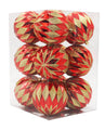 12 Pack Red and Gold Assorted Ball Ornaments