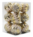 12 Pack Gold, Silver, White Assorted Ball Ornaments