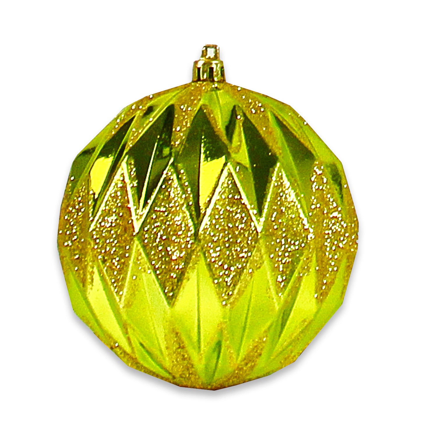 12 Pack of Lime Green and Gold Ball Ornaments