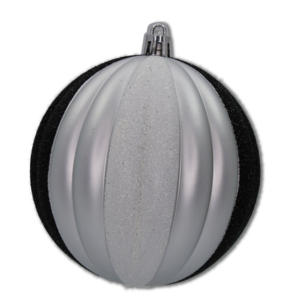 12 Pack Black, White and Silver Assorted Ball Ornaments