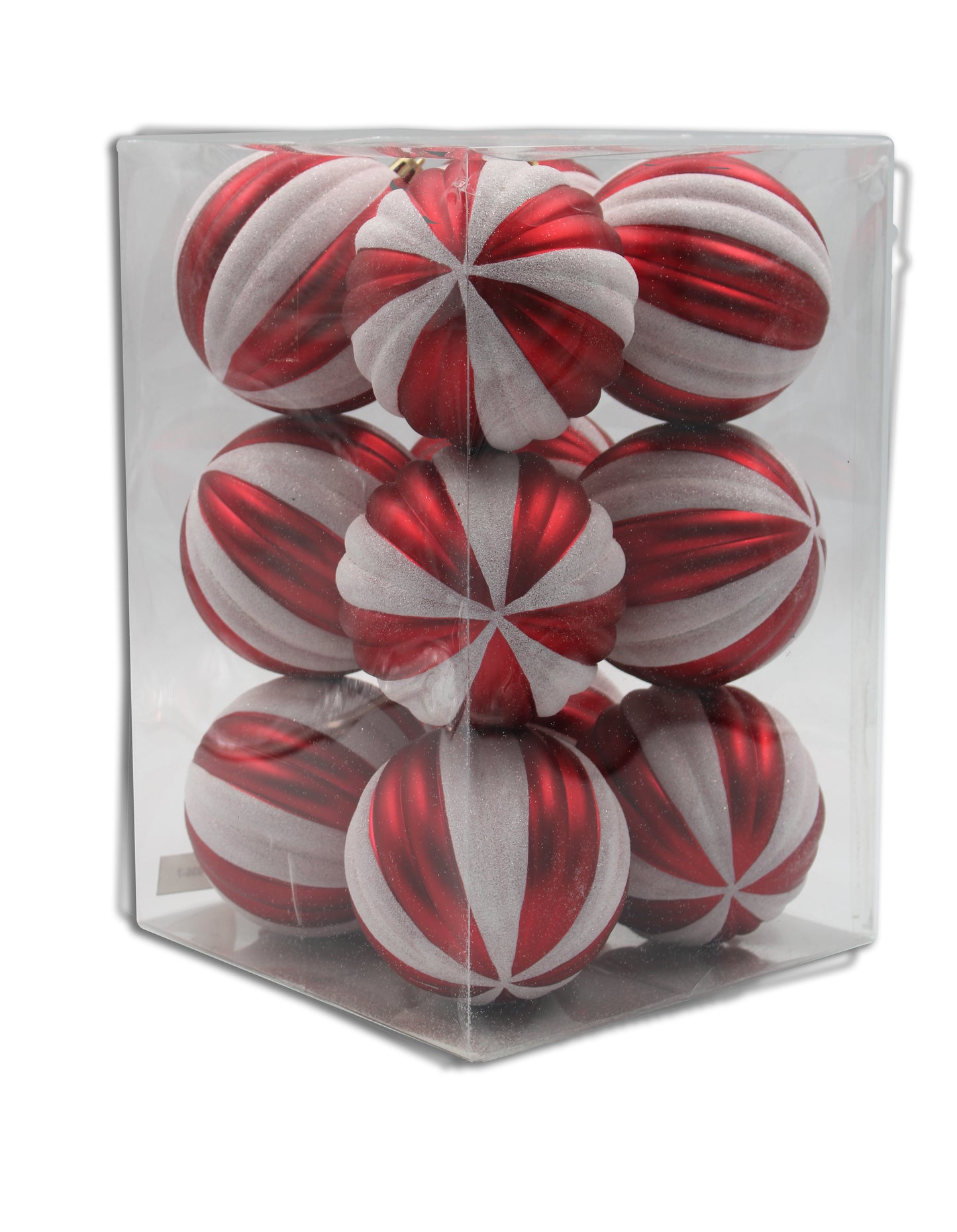 12 Pack Red and White Assorted Ball Ornaments