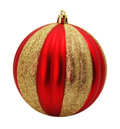 12 Pack Red and Gold Assorted Ball Ornaments