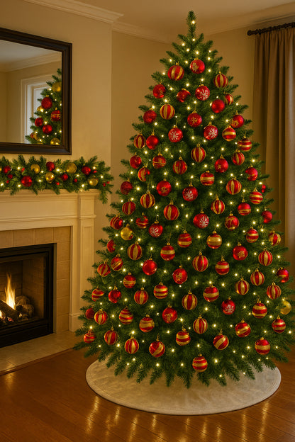 12 Pack Red and Gold Assorted Ball Ornaments