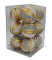 12 Pack Gold, Silver and White Assorted Ball Ornament