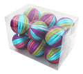 12 Pack Lime Green, Aqua, Pink and Purple Assorted Ball Ornaments