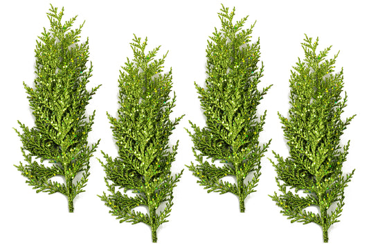 4 Pack of 22" Green Fern Picks with Glitter Enhancements