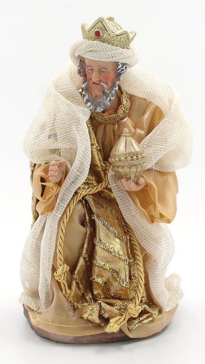 11 Piece 12" Gold Fabric Nativity Set