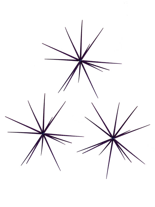 Set of 3 Purple Glittered 15" Starburst
