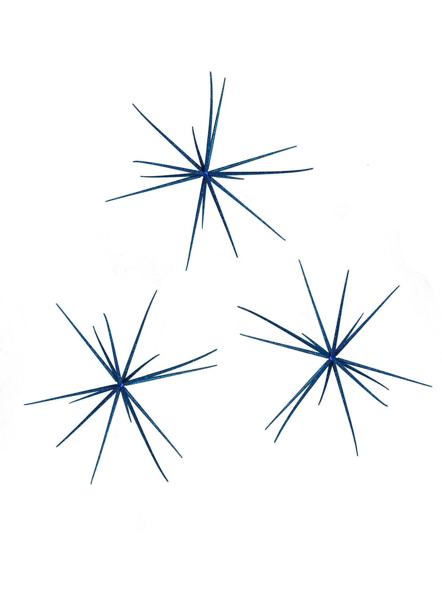 Set of 3 Teal Glittered 15" Starburst