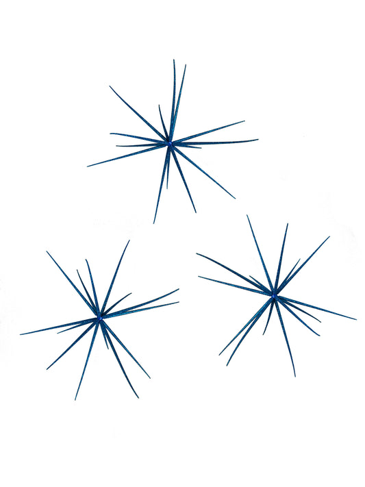 Set of 3 Teal Glittered 15" Starburst