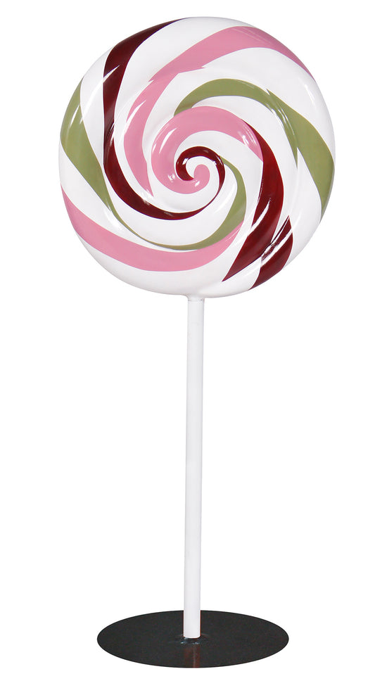 3' Green, Pink and Red Swirl Lollipop