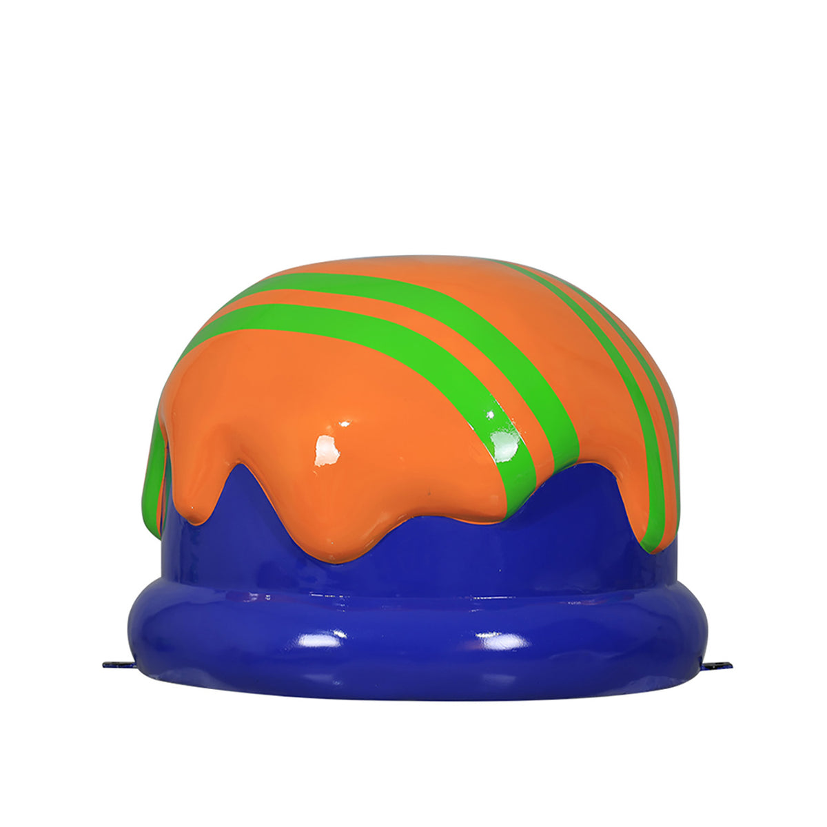18" Candy Truffle Stool. Orange Frosting with Green Lines.