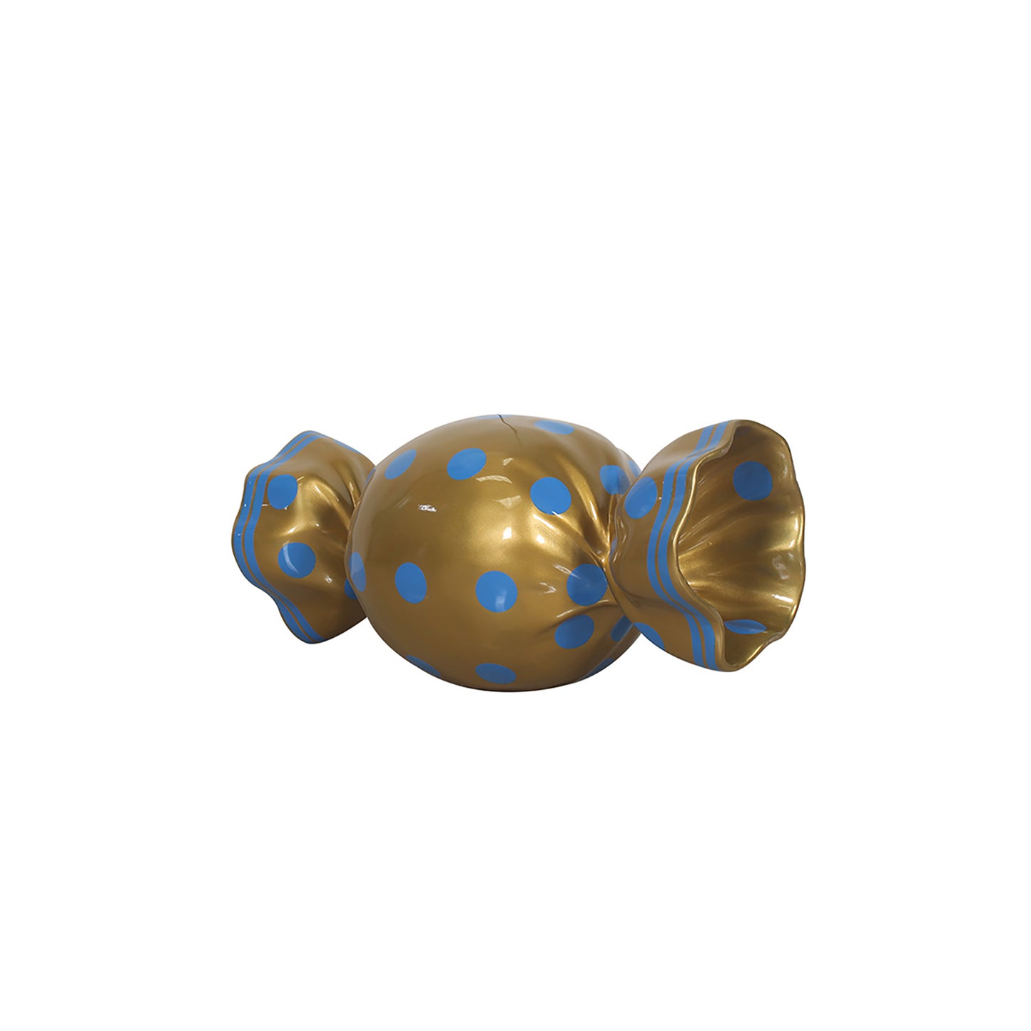 3' Wrapped Oval Candy with Gold Wrapper with Blue Polka Dots