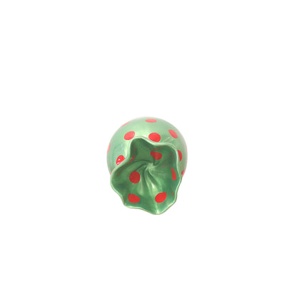 3' Wrapped Oval Candy with Green Wrapper and Red Polka Dots