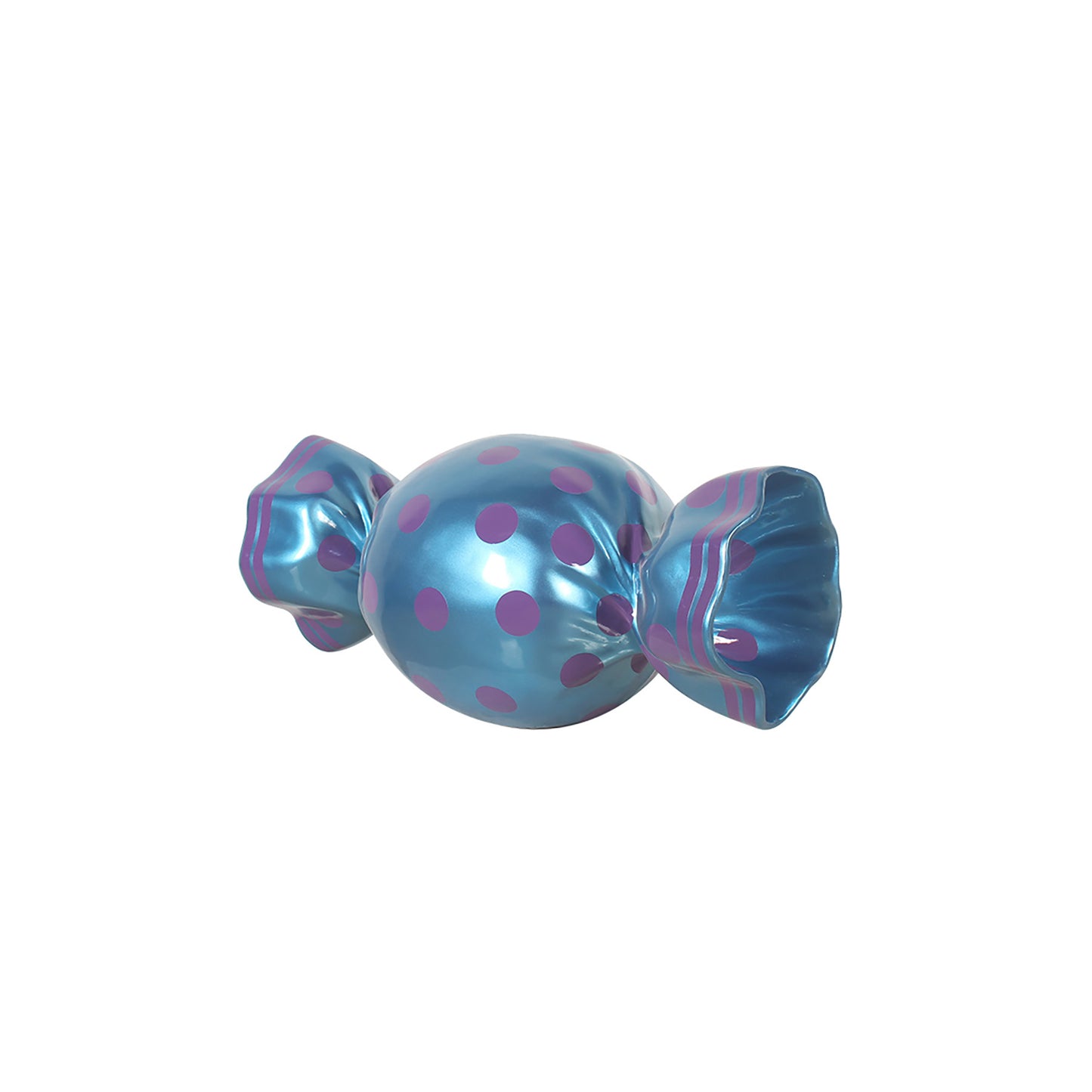 3' Wrapped Oval Candy with Light Blue Wrapper and Purple Polka Dots