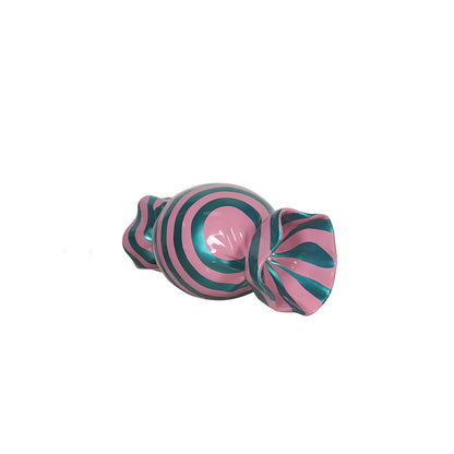 3' Wrapped Oval Candy with Mint Green Wrapper with Pink Swirls