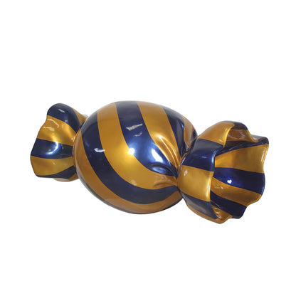 5' Wrapped Oval Candy with Blue Wrapper with Orange Stripes