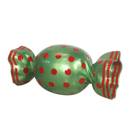 5' Wrapped Oval Candy with Green Wrapper with Red Polka Dots