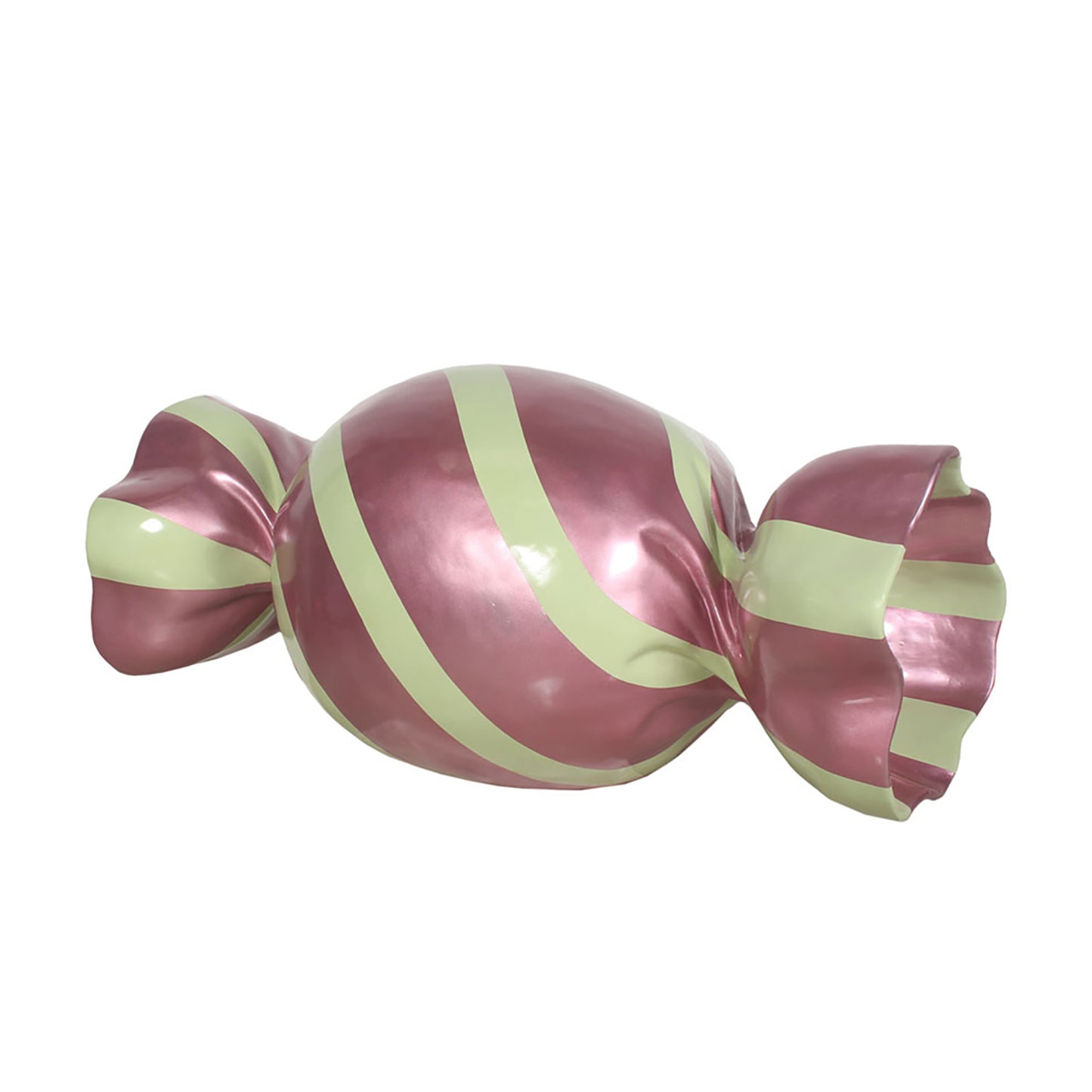 5' Wrapped Oval Candy with Hot Pink Wrapper with Lime Green Stripes
