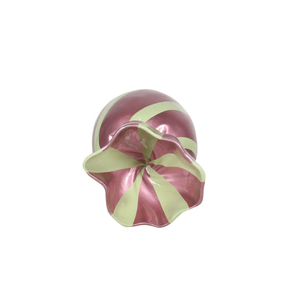 5' Wrapped Oval Candy with Hot Pink Wrapper with Lime Green Stripes