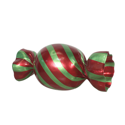 5' Wrapped Oval Candy with Red Wrapper with Lime Green Stripes