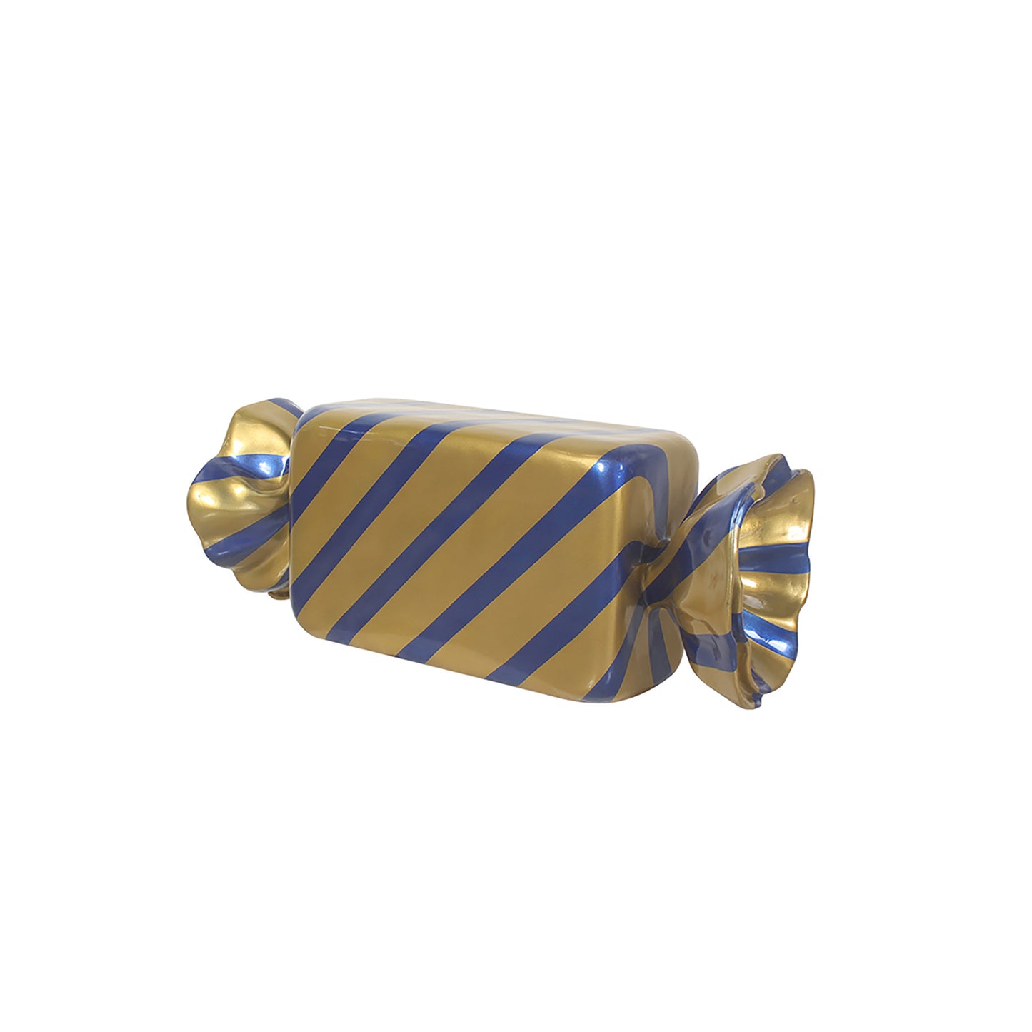 3' Wrapped Rectangle Candy with Gold Wrapper with Blue Stripes