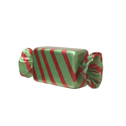 3' Wrapped Rectangle Candy with Green Wrapper with Red Stripes