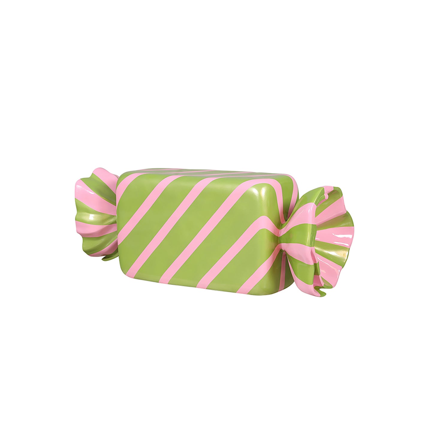 3' Wrapped Rectangle Candy with Lime Green Wrapper with Hot Pink Stripes