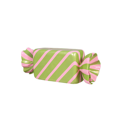 3' Wrapped Rectangle Candy with Lime Green Wrapper with Hot Pink Stripes