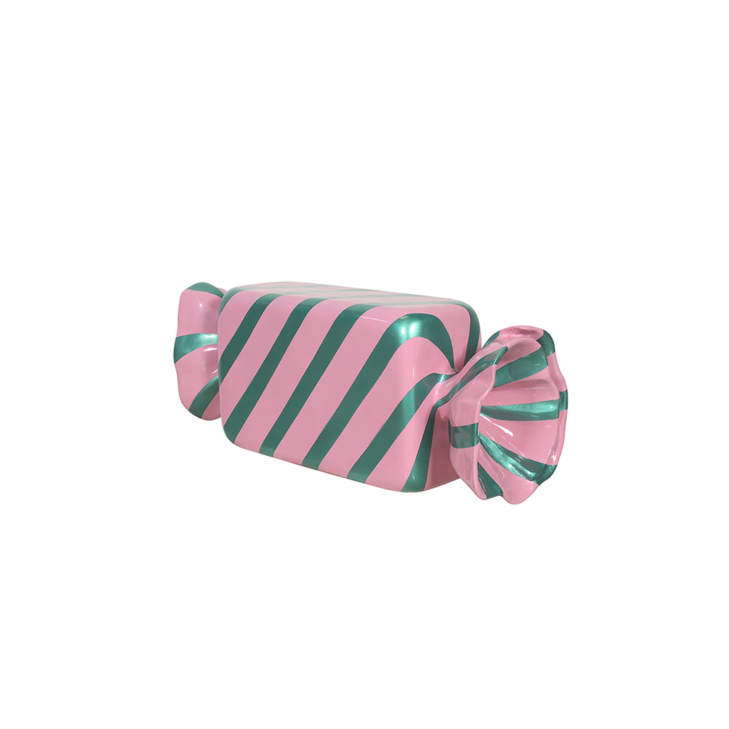 3' Wrapped Rectangle Candy with Pink Wrapper with Mint Green Stripes