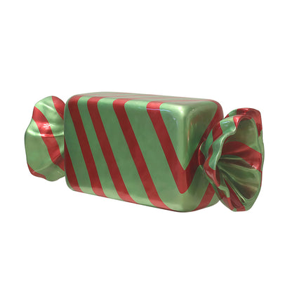 5' Wrapped Rectangle Candy with Green Wrapper and Red Stripes